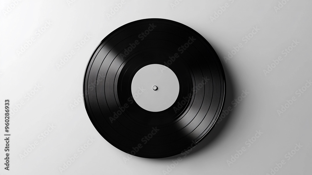Obraz premium a black vinyl record on a white background, a mockup template for a design presentation
