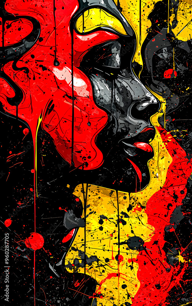 Obraz premium Abstract poster with the face of an African-American woman