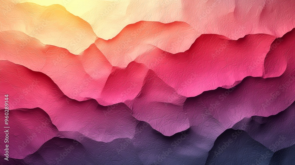 Abstract layered mountainscape with vibrant colors in a gradient design showcasing natural beauty and artistic expression Abstract layered mountainscape with vibrant colors in a gradient design showcasing natural beauty and artistic expression