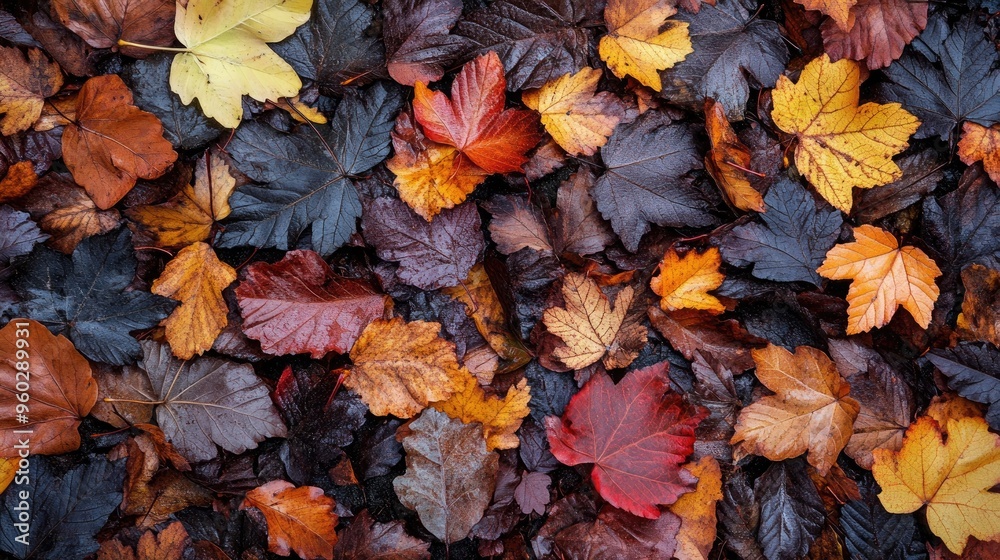 A close-up image of fallen autumn leaves. Perfect for a blog post about fall or a seasonal design project. A close-up image of fallen autumn leaves. Perfect for a blog post about fall or a seasonal design project.