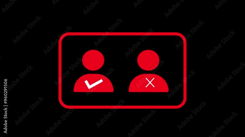 Profile user icon. Correct and wrong sign animation background. Profile user icon. Correct and wrong sign animation background.