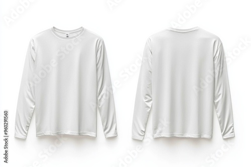 Wallpaper Mural White Long Sleeve Tshirt Mockup Isolated created with Generative AI Torontodigital.ca