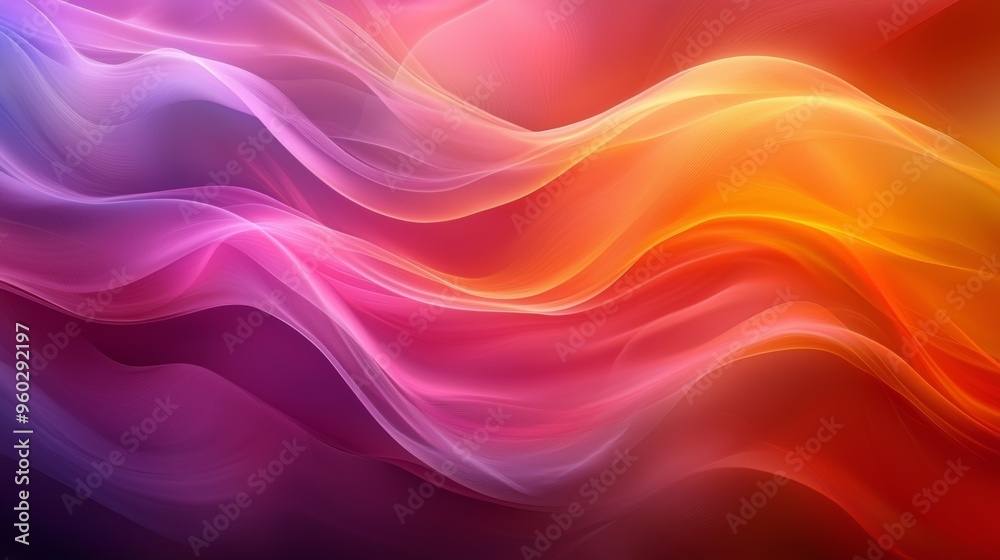Colorful abstract waves flowing in vibrant hues of pink, purple, and orange creating a lively atmosphere for artistic inspiration