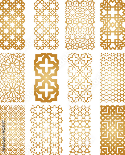 Oriental seamless vector patterns set. Arabic geometric ornament for background
 photo