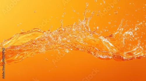 A dynamic orange water splash frozen mid-air with ample copy space on a clean background