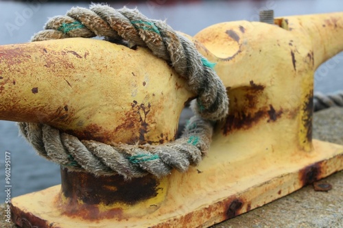 rope tied to yellow cleat