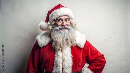 Santa Claus, joyful expression, posing happily, studio background