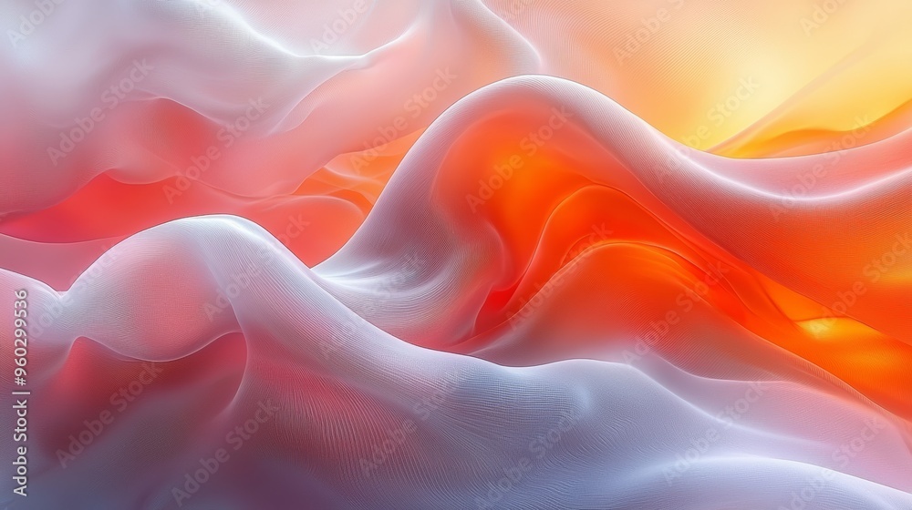 Obraz premium Soft layers of translucent fabric in vibrant orange and red tones creating a warm and inviting atmosphere during evening light