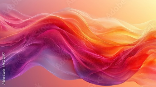 Wallpaper Mural Vibrant abstract wave design showcasing flowing colors of purple, pink, and orange in a soft, ethereal gradient against a light background Torontodigital.ca