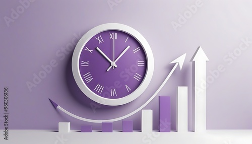 A clock and bar graph symbolizing time management and growth.