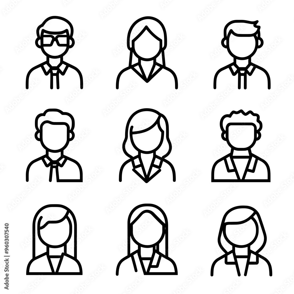 User profile icon set. Profile, people silhouette, person, avatar, sign up button vector collection User profile icon set. Profile, people silhouette, person, avatar, sign up button vector collection