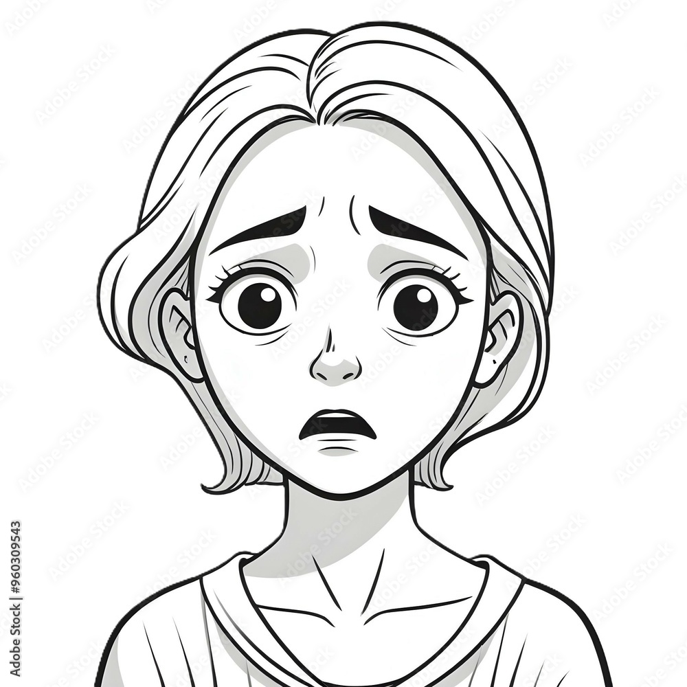 Illustration of a woman feeling sad, shocked Illustration of a woman feeling sad, shocked