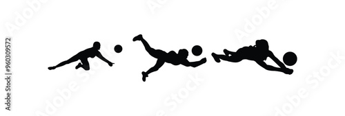Volleyball player silhouette. Disabled athletes with different actions, and postures. Vector player isolated on white background.