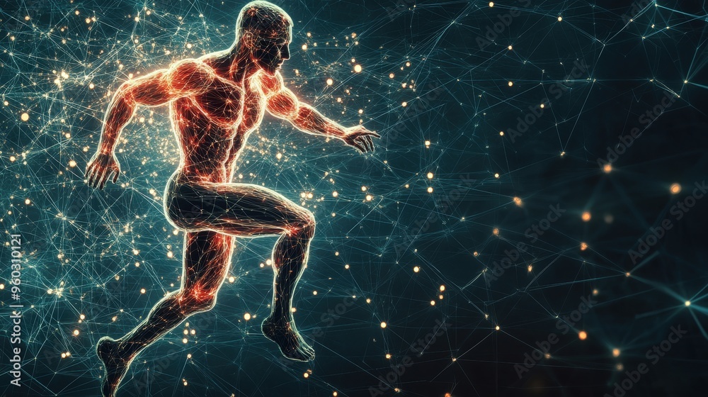 Naklejka premium Body shape workout demonstration showcasing muscular development on blank slate background with copy space