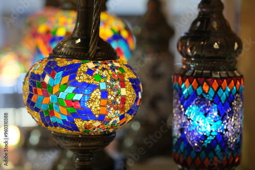 colorful Turkish Moroccan Mosaic Pendant Light photo