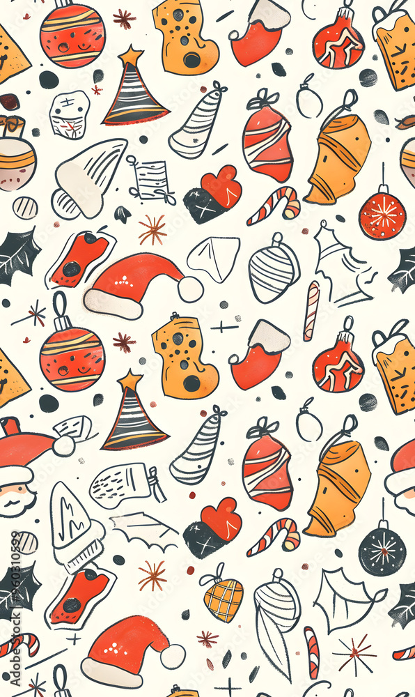 New Year and Christmas 2d cartoon or graphic advertising background, Seamless pattern New Year and Christmas 2d cartoon or graphic advertising background, Seamless pattern
