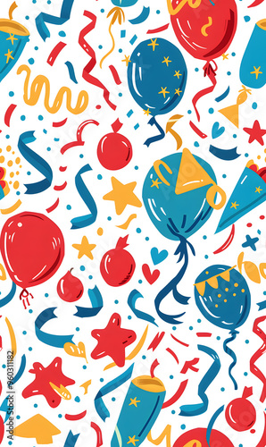 New Year and Christmas 2d cartoon or graphic advertising background, Seamless pattern