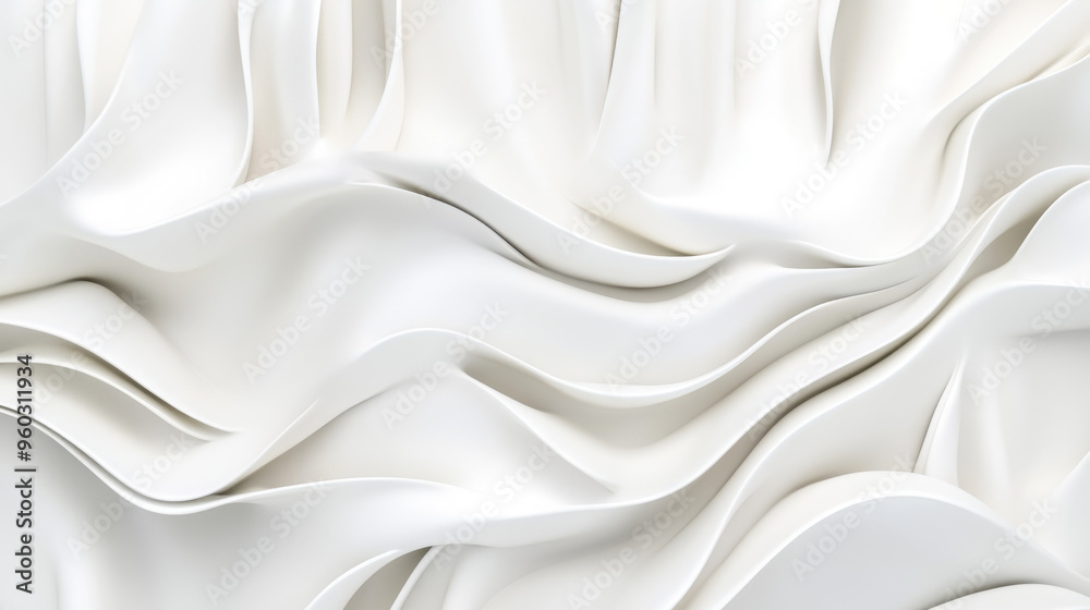 Obraz premium A smooth, flowing white fabric texture creating an elegant and serene visual effect.
