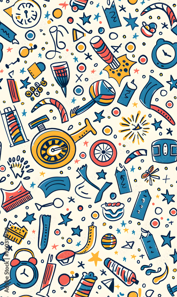 New Year and Christmas 2d cartoon or graphic advertising background, Seamless pattern