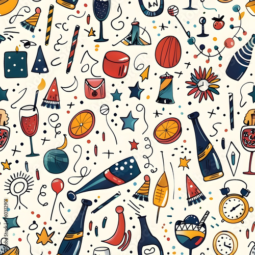 Wallpaper Mural New Year and Christmas 2d cartoon or graphic advertising background, Seamless pattern Torontodigital.ca