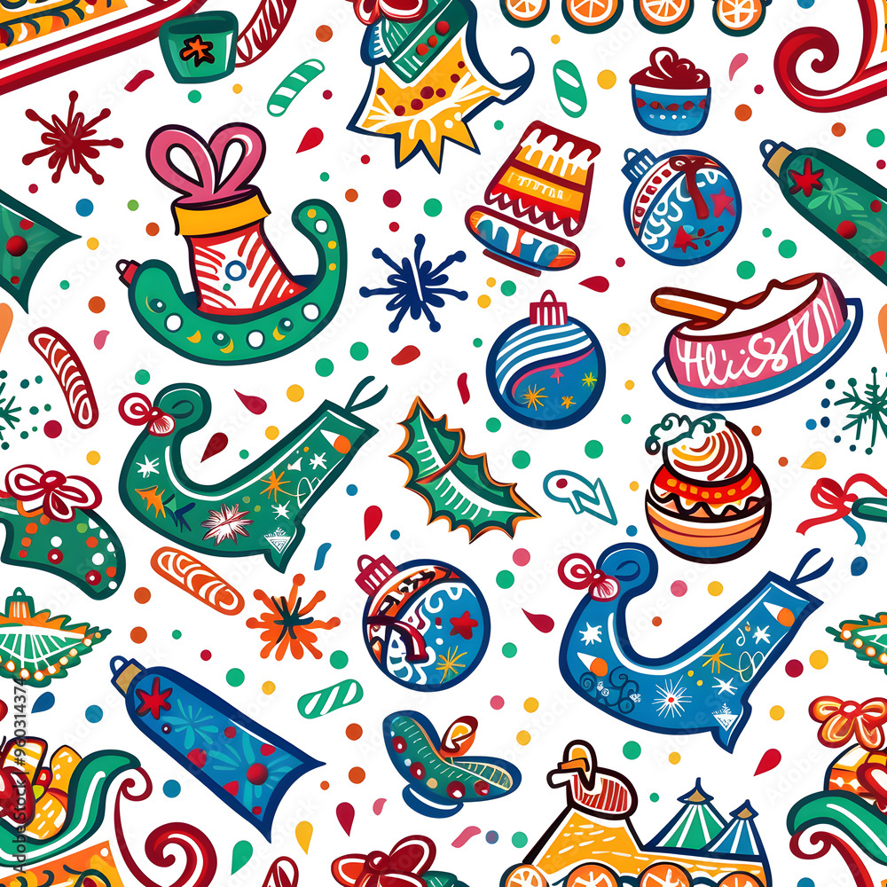 New Year and Christmas 2d cartoon or graphic advertising background, Seamless pattern New Year and Christmas 2d cartoon or graphic advertising background, Seamless pattern