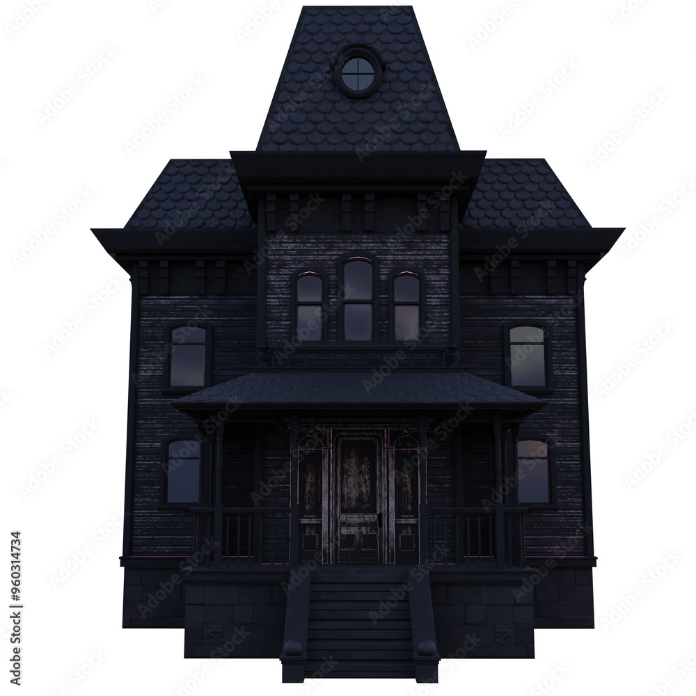 3D rendered illustration of an old spooky mansion isolated on a transparent background 3D rendered illustration of an old spooky mansion isolated on a transparent background