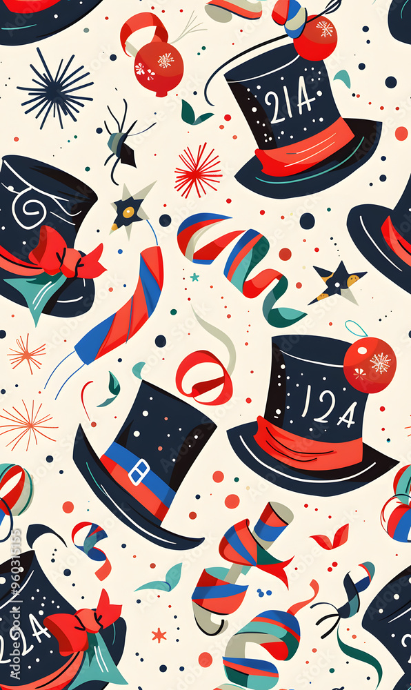 New Year and Christmas 2d cartoon or graphic advertising background, Seamless pattern New Year and Christmas 2d cartoon or graphic advertising background, Seamless pattern