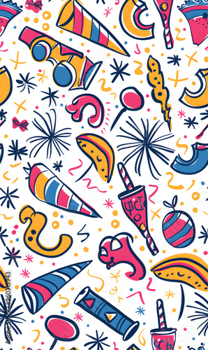 New Year and Christmas 2d cartoon or graphic advertising background, Seamless pattern