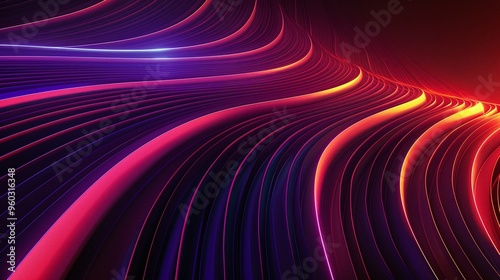 Vibrant abstract waves of light in pink, purple, and orange hues create a stunning visual impact, perfect for modern designs.