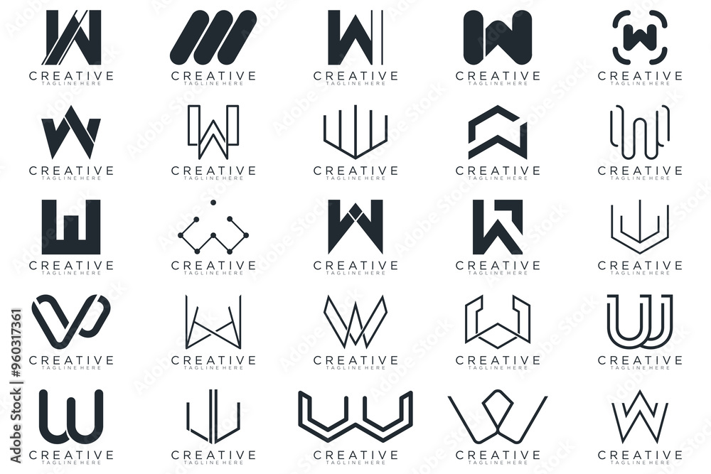 Fototapeta premium Mega logo collection, Abstract letter W logo design. icons for business