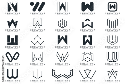 Mega logo collection, Abstract letter W logo design. icons for business	
 photo