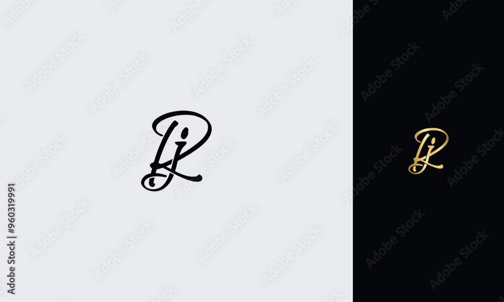 Initial letter RJ luxury golden color,overlapping Shape Signature Monogram elegant monogram logo Initial letter RJ luxury golden color,overlapping Shape Signature Monogram elegant monogram logo
