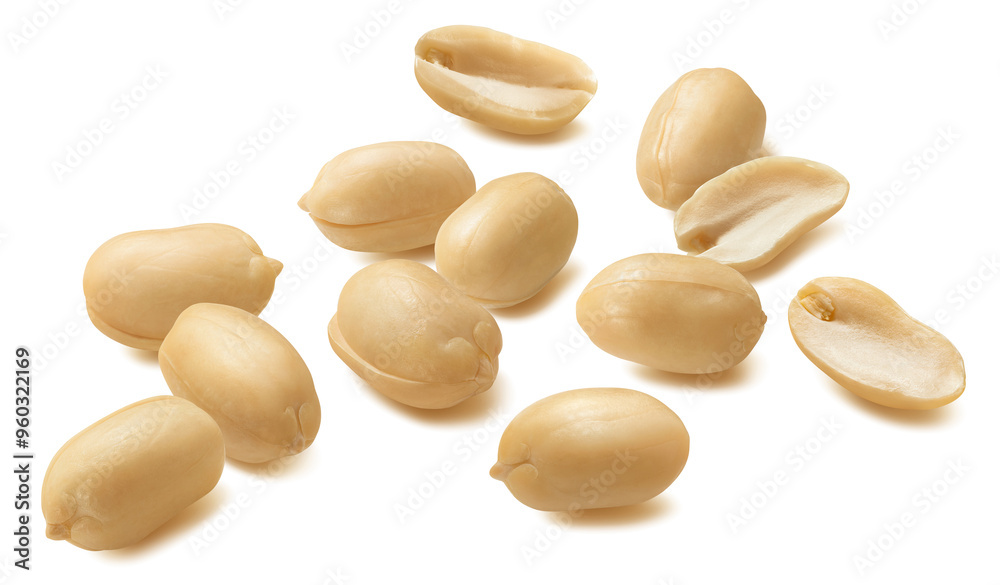 Big peeled peanut group isolated on white background Big peeled peanut group isolated on white background