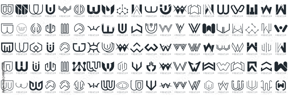 Mega logo collection, Abstract letter W logo design. icons for business	
