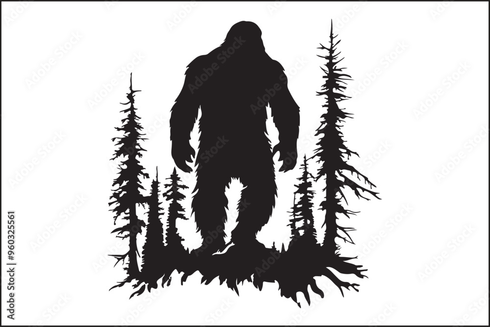 Bigfoot Silhouette Vector Art Bigfoot Silhouette Vector Art