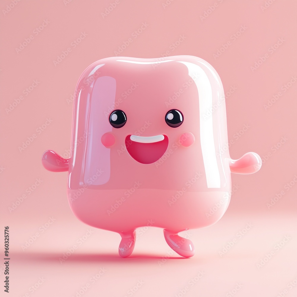 Fototapeta premium A cartoonish pink toothbrush with a smile on its face