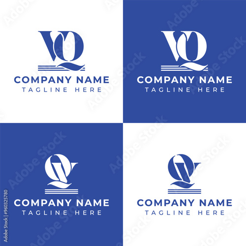 Letters QV and VQ Pillar Logo Set, suitable for business with VQ and QV related to Pillar