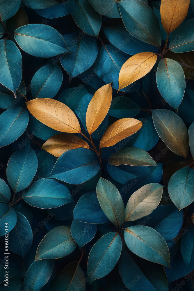 A dense arrangement of abstract jungle leaves in shades of dark green, muted purple, and teal, creating a layered texture, isolated on a pastel beige background, A dense arrangement of abstract jungle leaves in shades of dark green, muted purple, and teal, creating a layered texture, isolated on a pastel beige background,