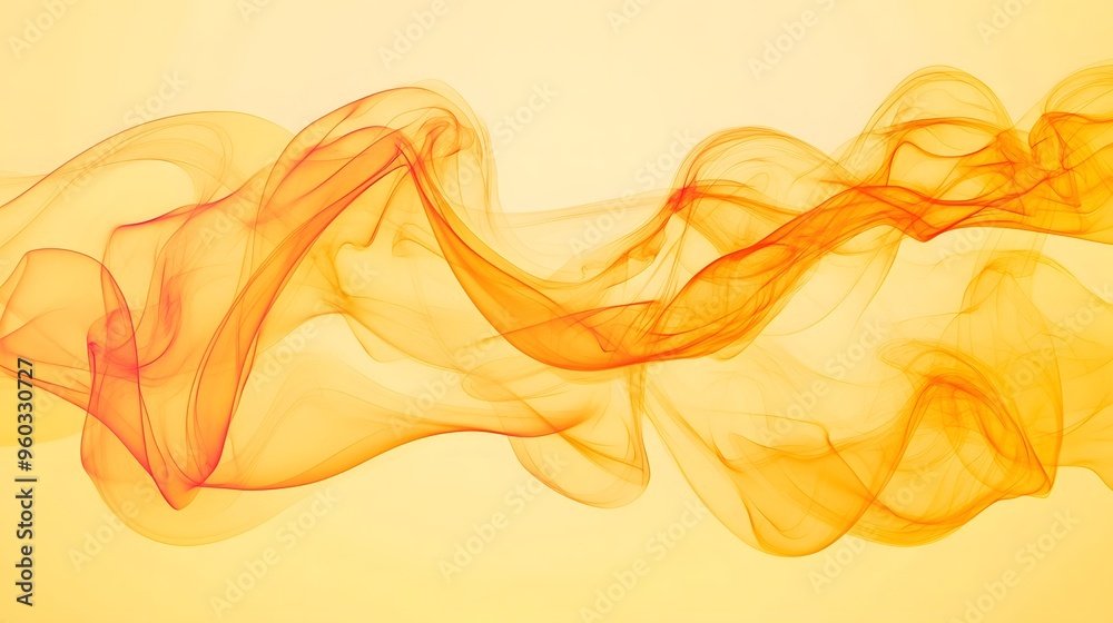 Orange Smoke on Yellow Background, Abstract Image, Texture, Pattern, Wallpaper, Cover and Screen for Smartphone, PC, Laptop, 9:16 and 16:9 Format