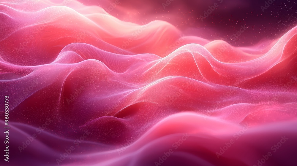 Soft flowing waves of pink and purple hues create an ethereal atmosphere in this dreamy landscape during twilight hours Soft flowing waves of pink and purple hues create an ethereal atmosphere in this dreamy landscape during twilight hours