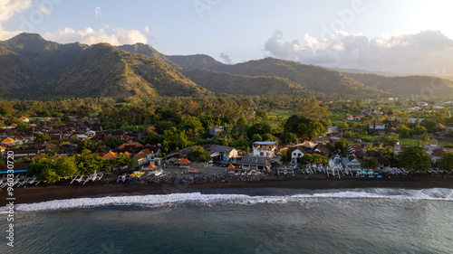 Amed beach in east Bali, popular diving and snorkeling tourist destination in Indonesia.
