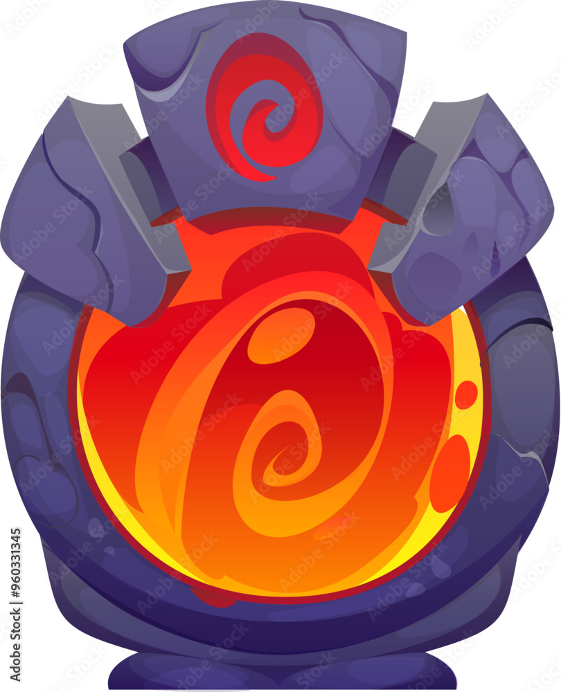 Magic portal door, fantasy stone arch game asset. Cartoon vector round ...