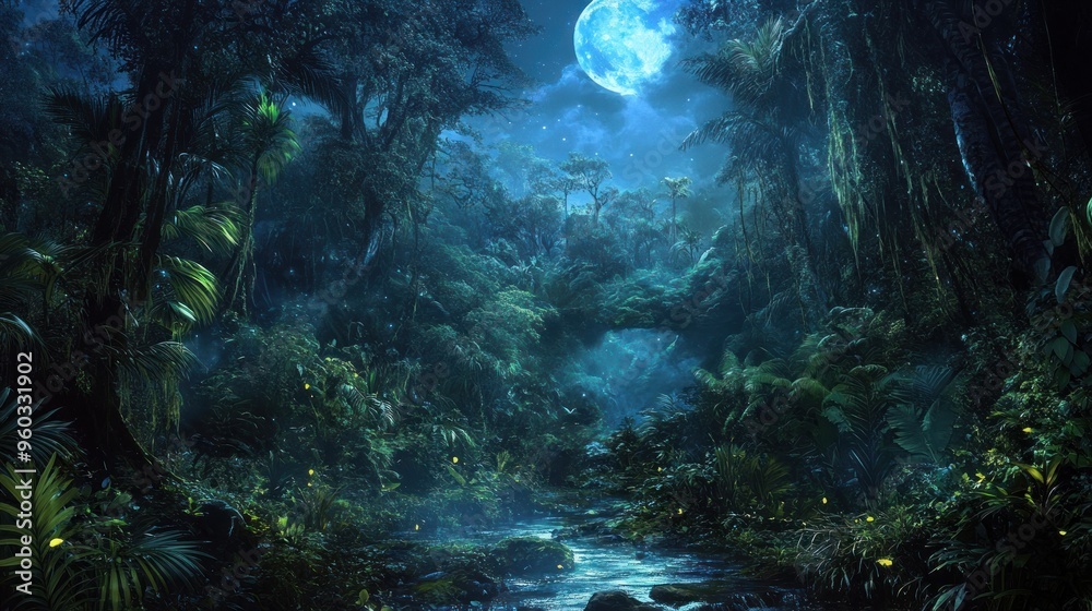 Fototapeta premium Enchanted Moonlight Jungle