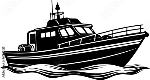 rescue boat silhouette vector illustration
