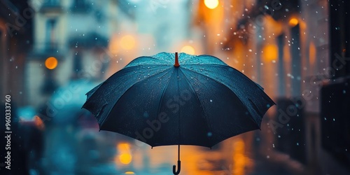 Wallpaper Mural Umbrella in a Rainy City at Night with Blurry Lights Torontodigital.ca