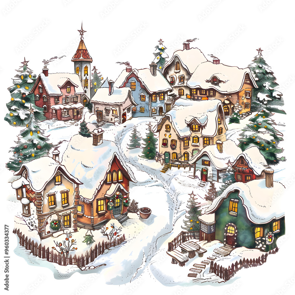 New Year and Christmas card, graphic advertising backgrounds in a doodle 2D illustrator style New Year and Christmas card, graphic advertising backgrounds in a doodle 2D illustrator style