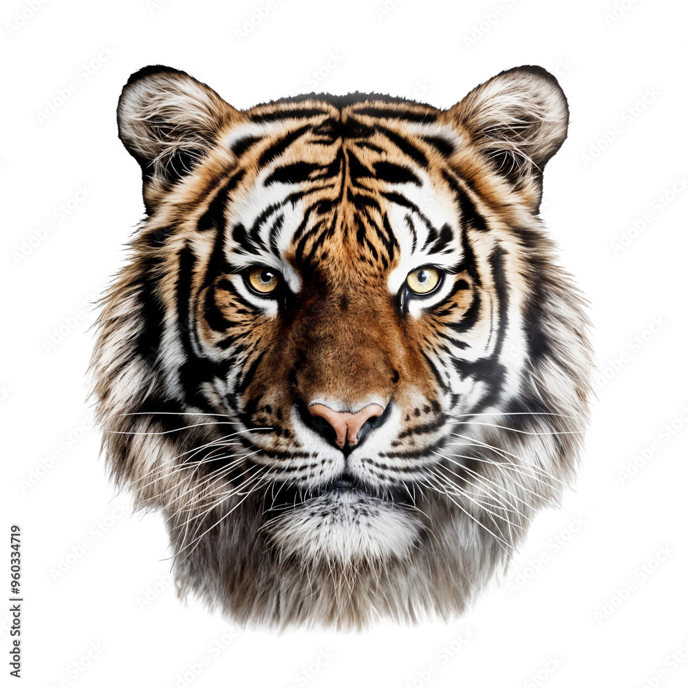 Fototapeta premium Close-up of a Tiger face, wildlife animals, isolated on transparent background