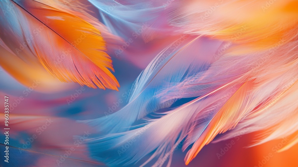 An abstract image of feathers swirling in the wind, with motion blur effects capturing the dynamic movement and texture.