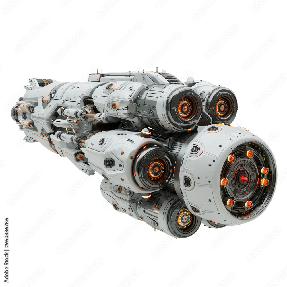 Fototapeta premium Futuristic spaceship design showcasing advanced technology and sleek aesthetics for sci-fi enthusiasts.