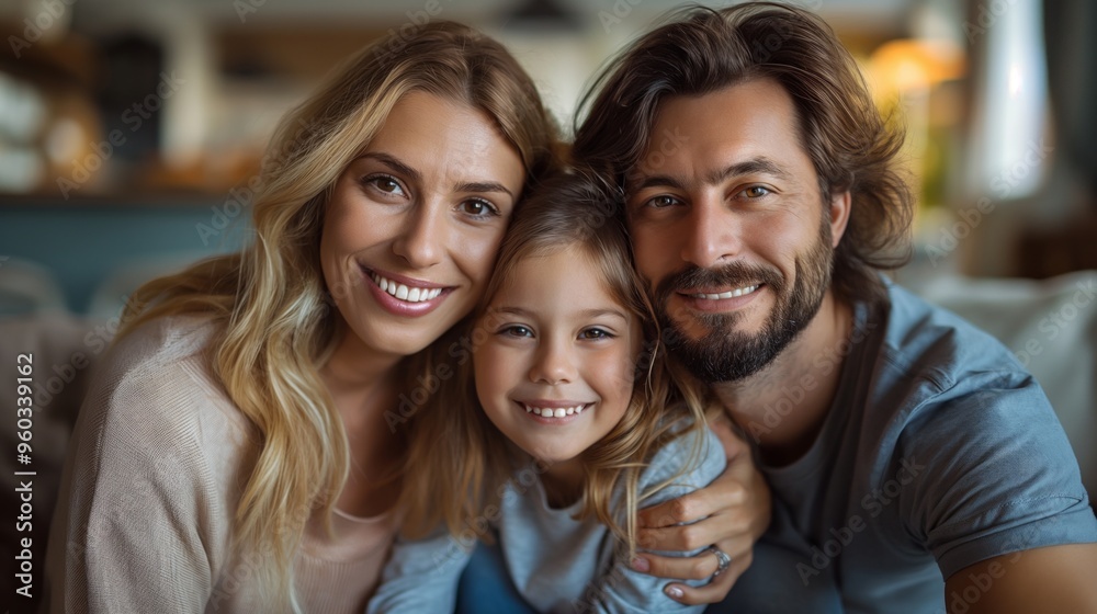A happy family of three smiling together, enjoying quality time at home. A happy family of three smiling together, enjoying quality time at home.